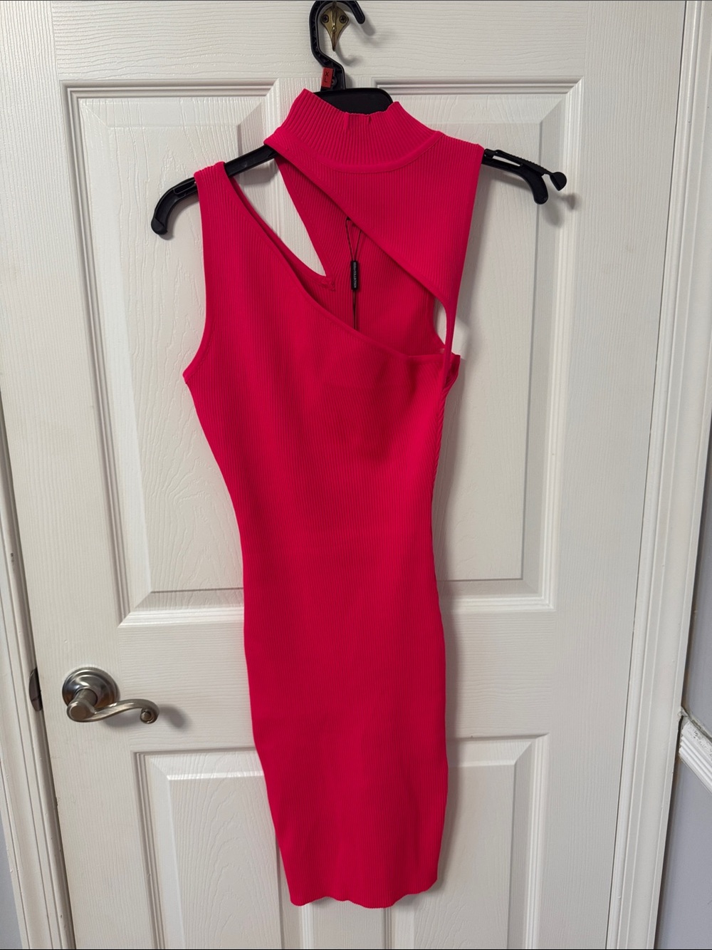 Missguided Pink Asymmetric One-Shoulder Bodycon Dress